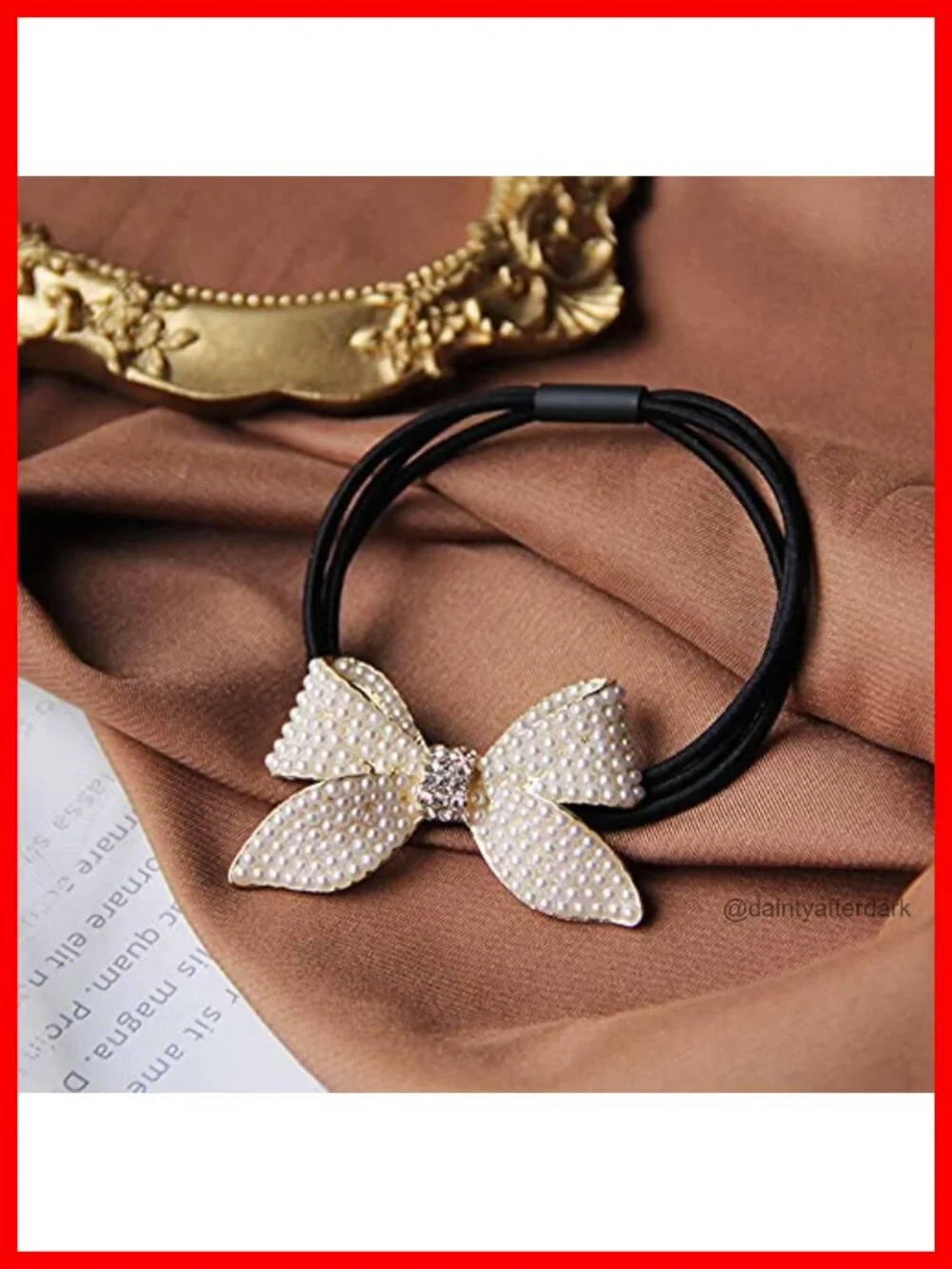 Pearl Rhinestone Bowknot Hair Ties and Duckbill Hair Clips Set